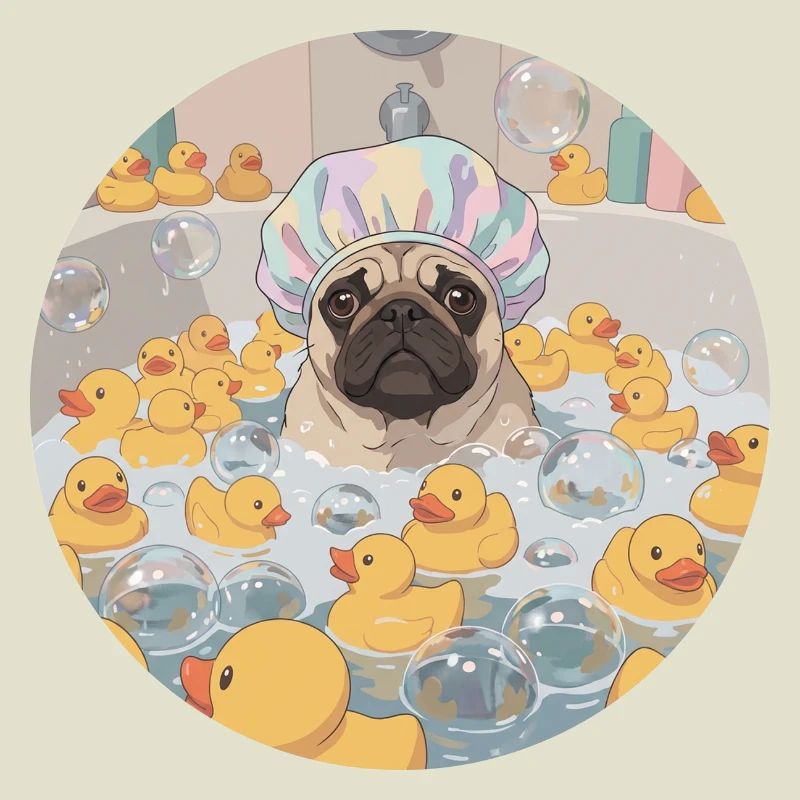 Mops in the bubble bath