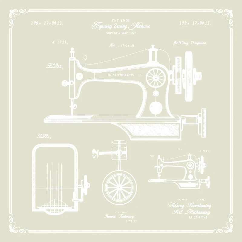 Plan de machine à coudre antique