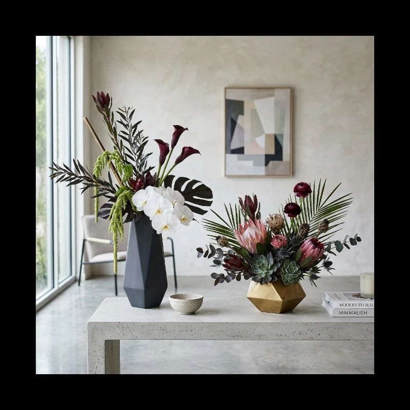 Geometric Blossoms Vases - Modern Art