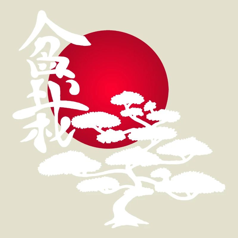 White tree and red sun