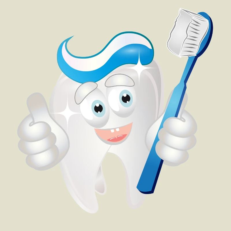 radiant white tooth with toothpaste as a comic