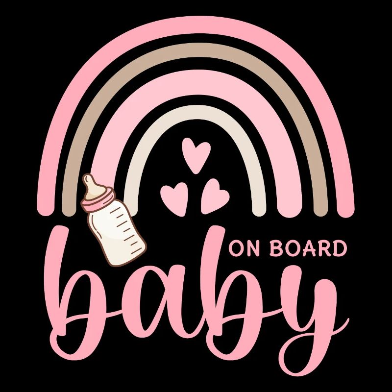 Boho Regenbogen Herzen Babyflasche Baby on Board