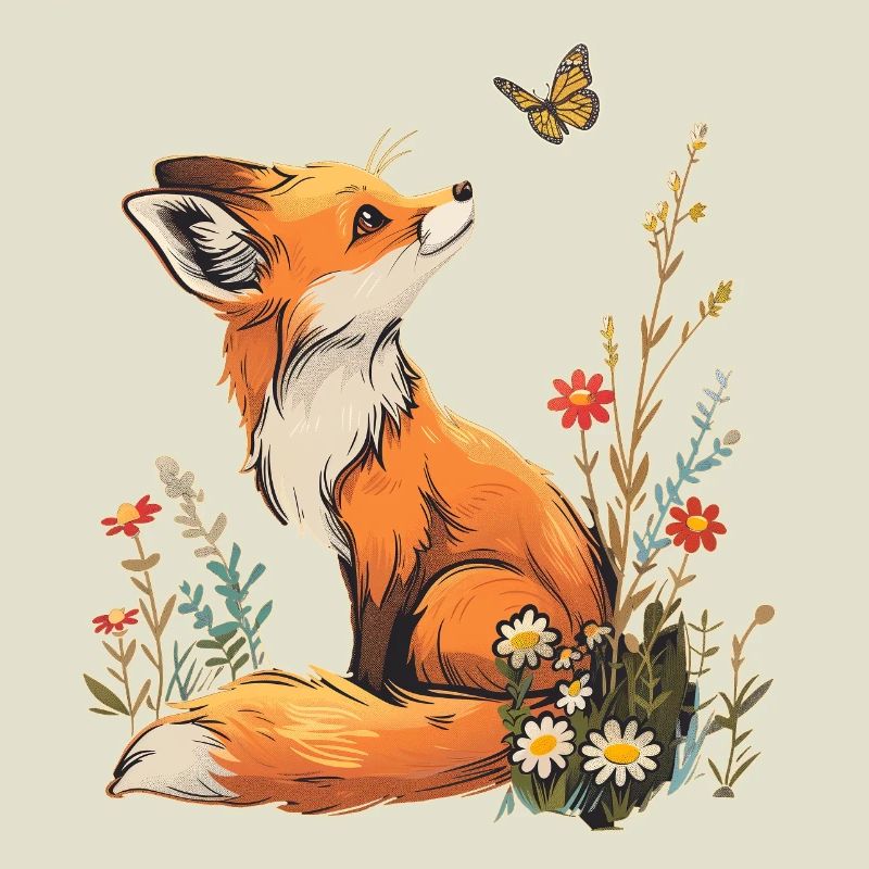 Fox and butterfly