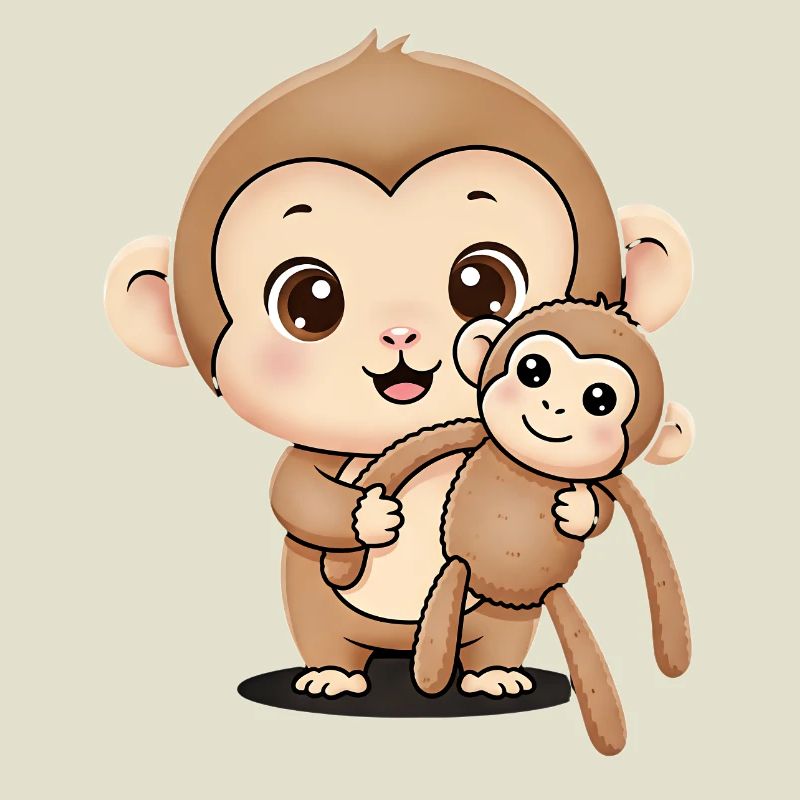 Cute Punch Monkey Holding Soft Toy