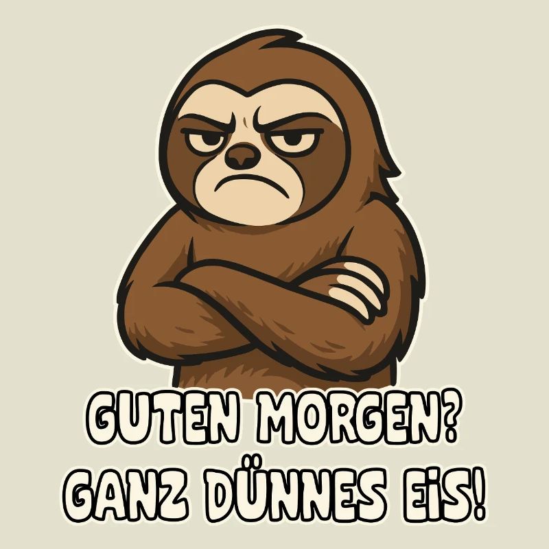 Grumpy sloth with saying