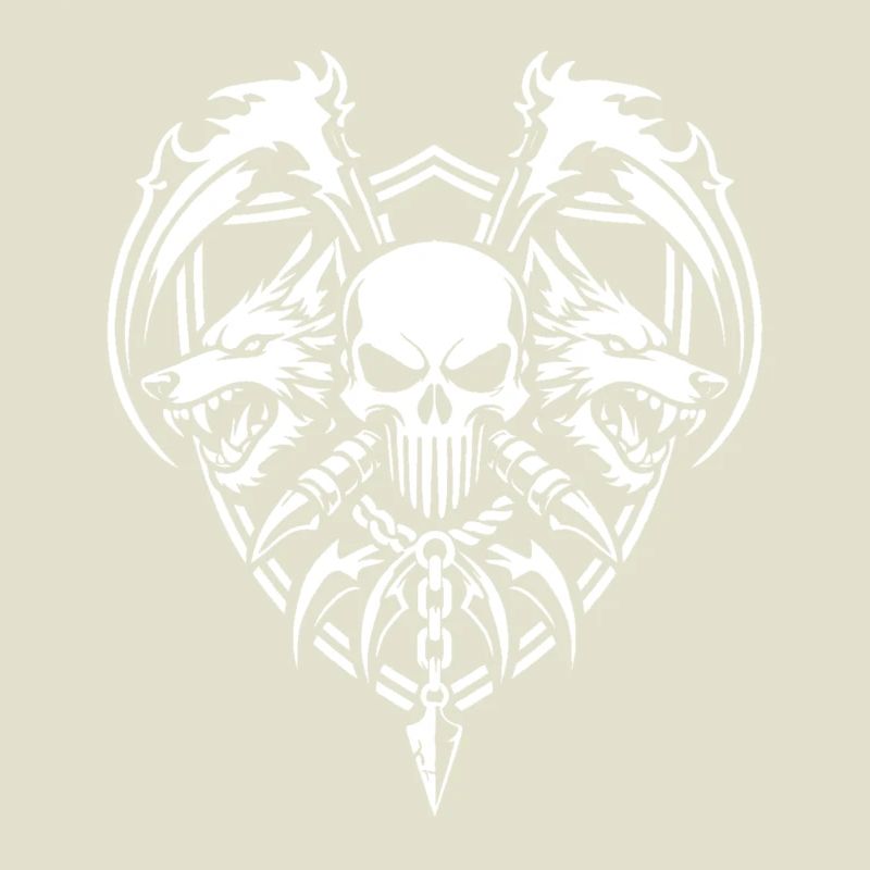 Skull and Twin Wolves Warrior Emblem