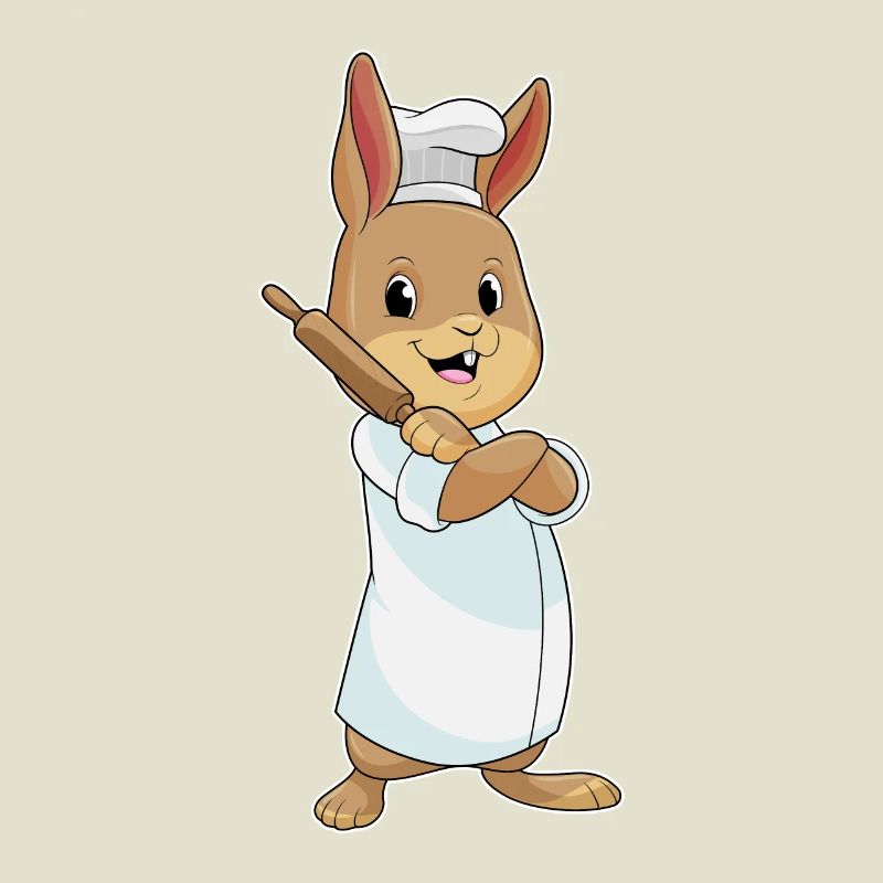 Rabbit as a baker with rolling pin