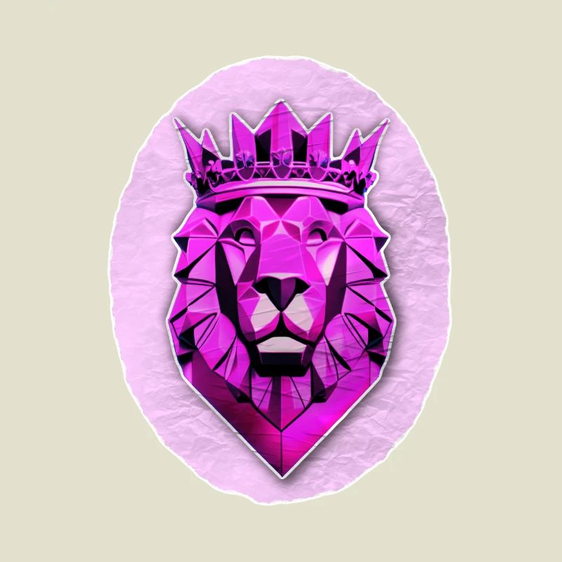 Geometrischer Löwe mit Magenta-Krone
