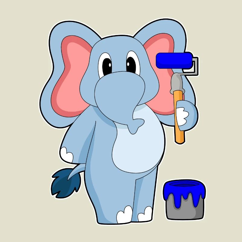 Elefant Maler Farbroller Malen