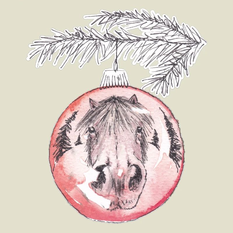 Weihnachtskugel Merry Christmas rot Pferd