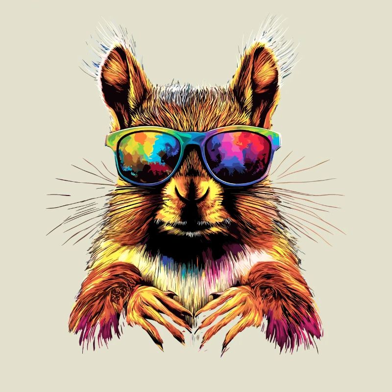 Eichhörnchen Kopfhörer Bunt Popart DJ Eichhörnchen