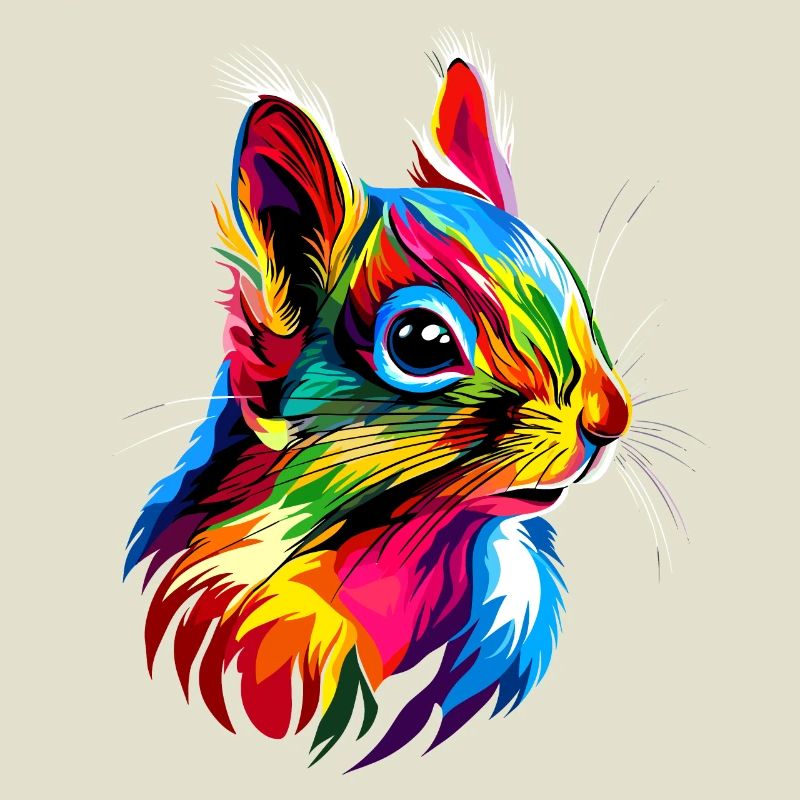 Eichhörnchen Kopfhörer Bunt Popart DJ Eichhörnchen