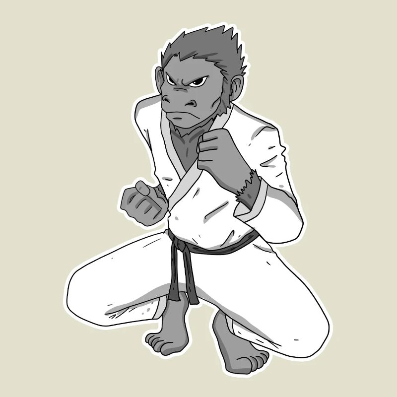Starker Affe beim Karate