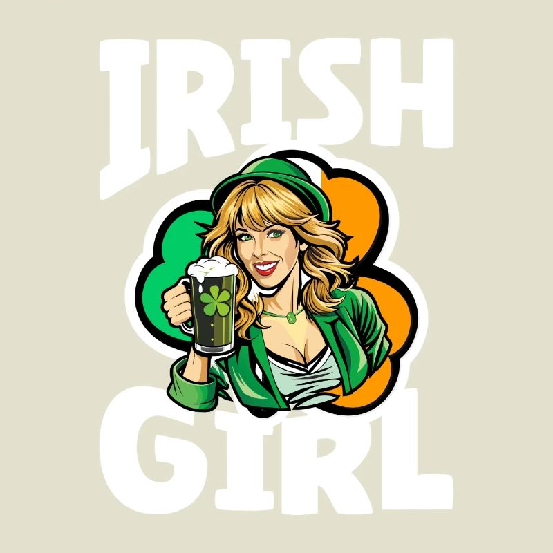 Fille irlandaise avec trèfle vert