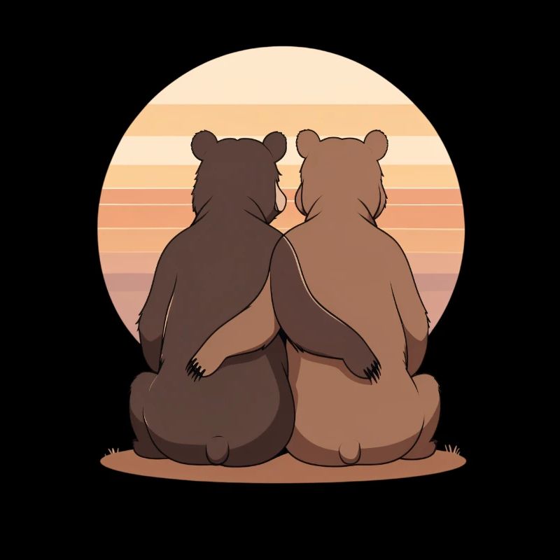 Duo d’ours au coucher du soleil