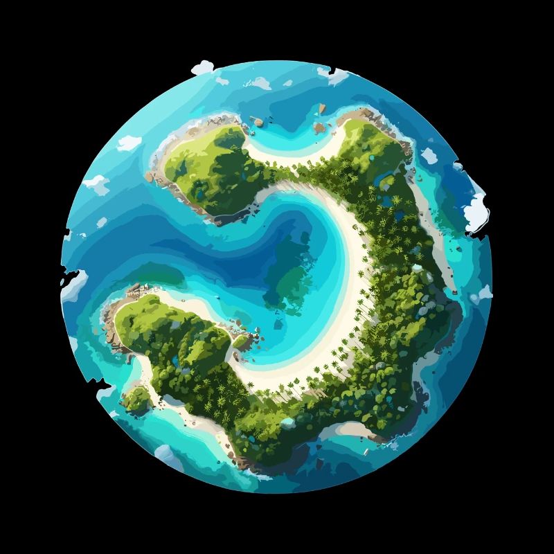 Île circulaire tropicale dans l’océan