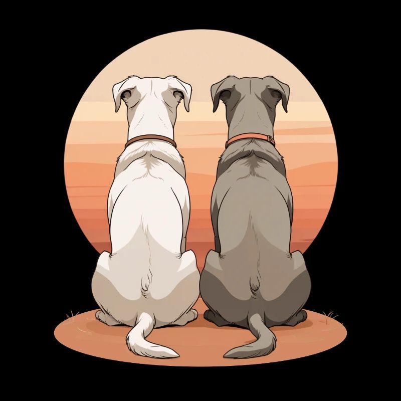 Deux chiens au coucher du soleil