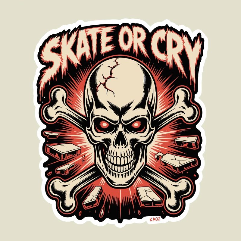 Skate- oder Cry-Skull-Tee-Design