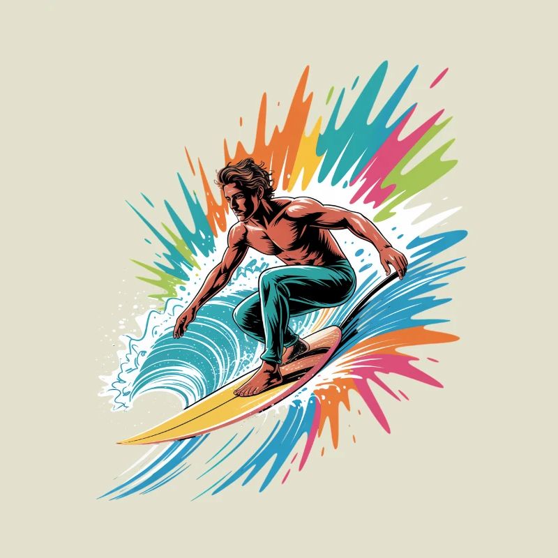 Aquarelles surfeuses colorées, éclaboussures, graffiti