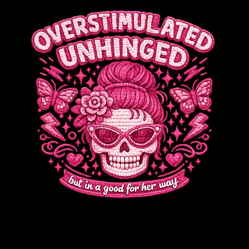 Überreizter Schädel Rosa Overstimulated Unhinged
