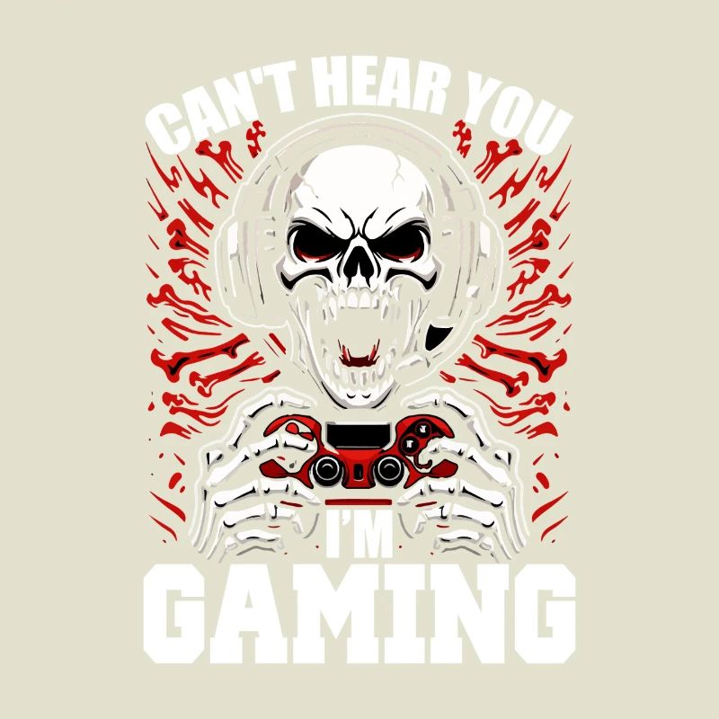 Skull with Gaming Controller Gamer Gaming