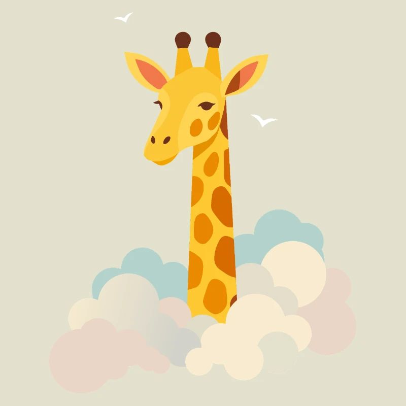 Douce girafe au-dessus des nuages – Motif onirique