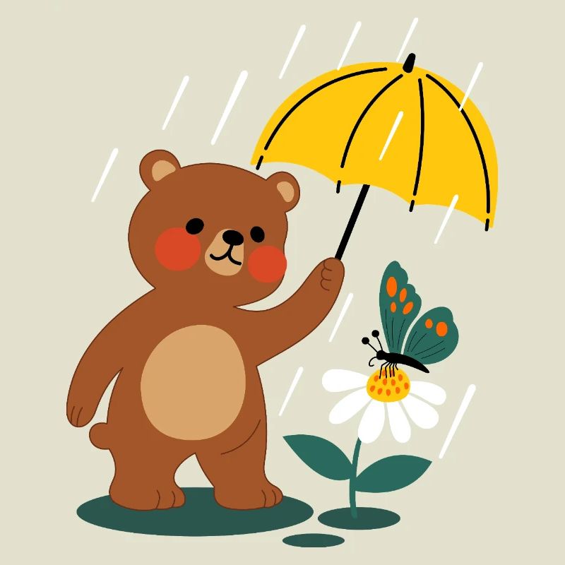  Bär mit regenschirm