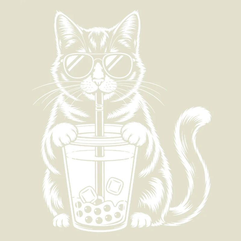 Cat with bubble tea