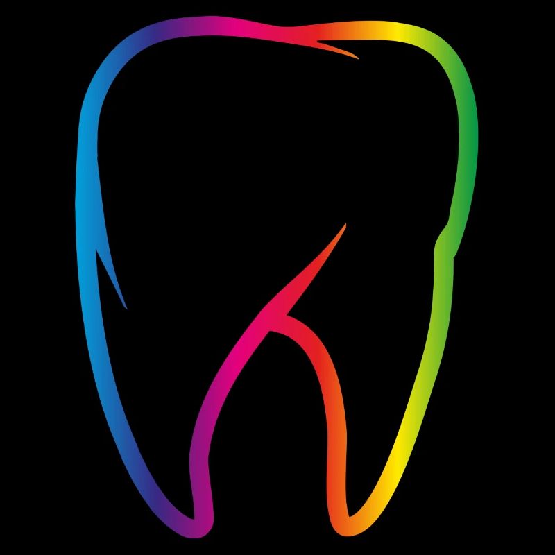 bright colorful rainbow tooth