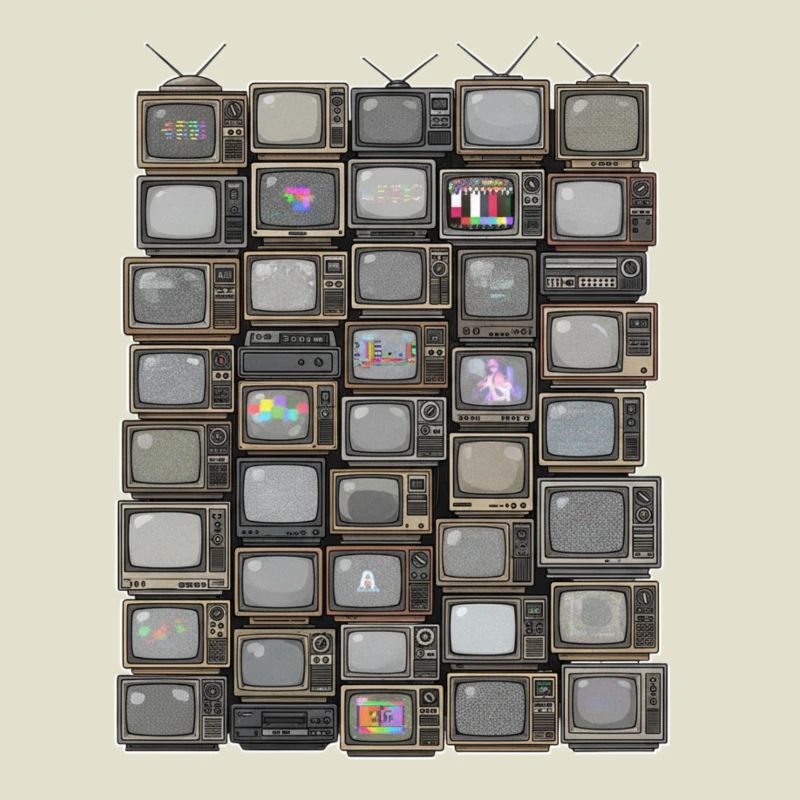 Retro Fernseh-Stack Collage