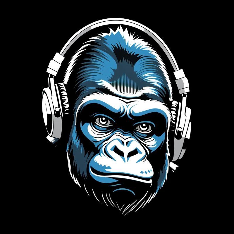 Musique Monkey Gorilla avec des écouteurs comme idée cadeau