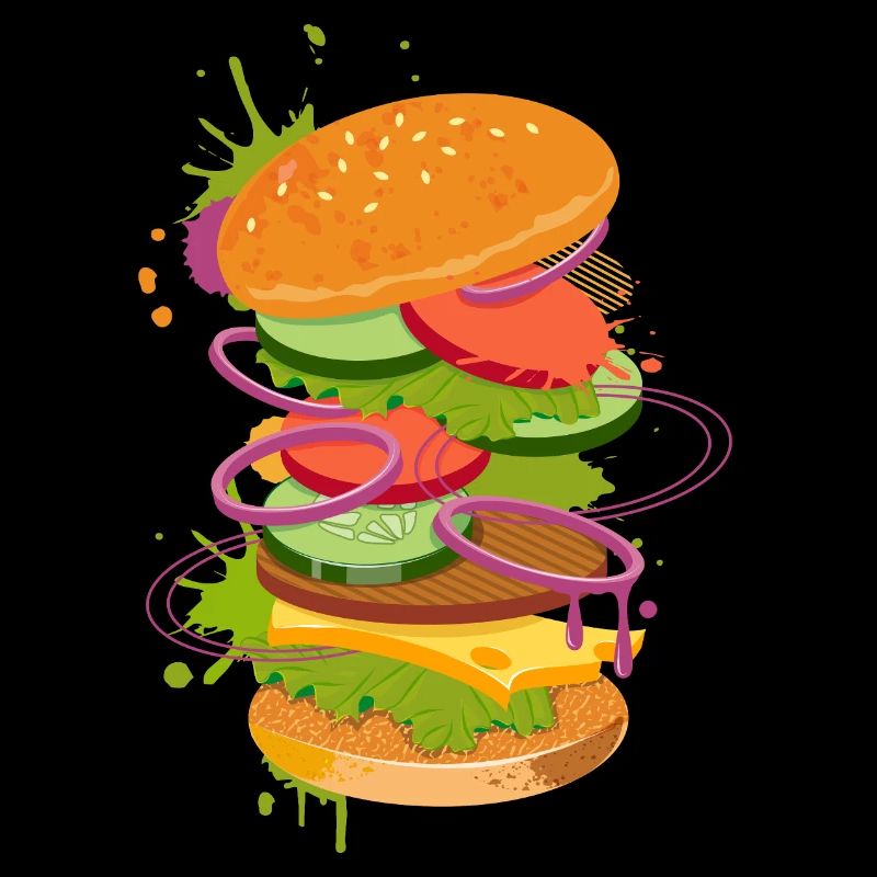 Burger graffiti coloré dans le look de la cuisine de rue