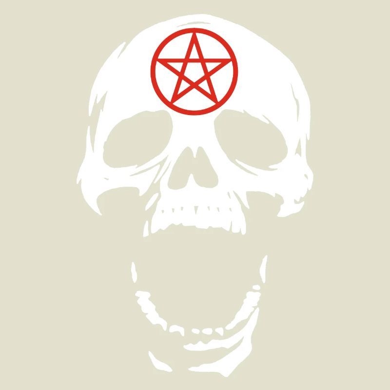 White skull and red pentagram