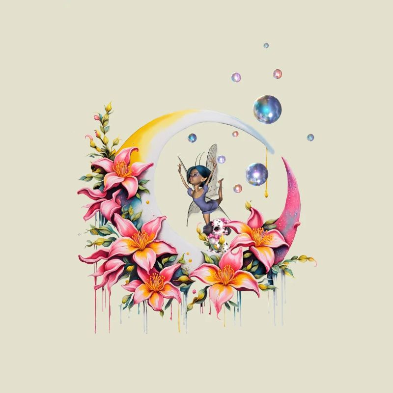 Fée dansant sur la lune