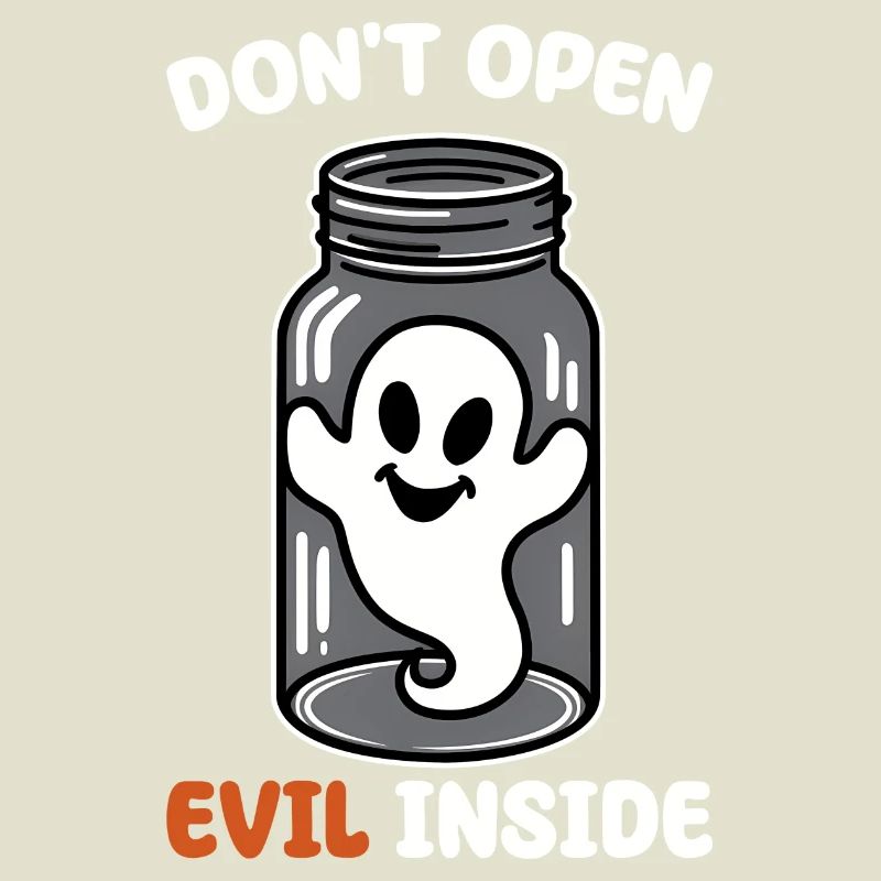 Don't open it – evil in it! Funny ghost design