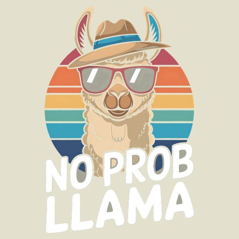 No Prob Llama Retro Sunburst Design