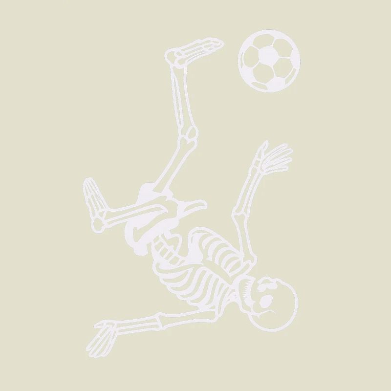 Skeleton with soccer ball makes overhead kick