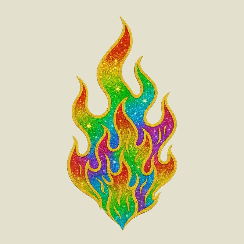 Rainbow Fire Glitter Flame