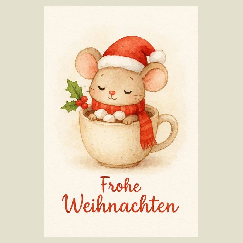 Cuddly mouse in Christmas cup