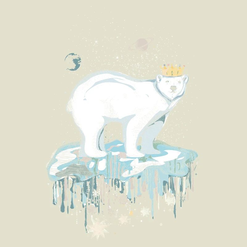 Majestätischer Eisbär mit Krone auf Eisscholle