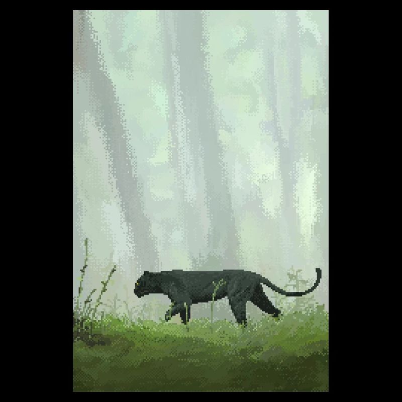 Retro Pixel Art Jungle Panther