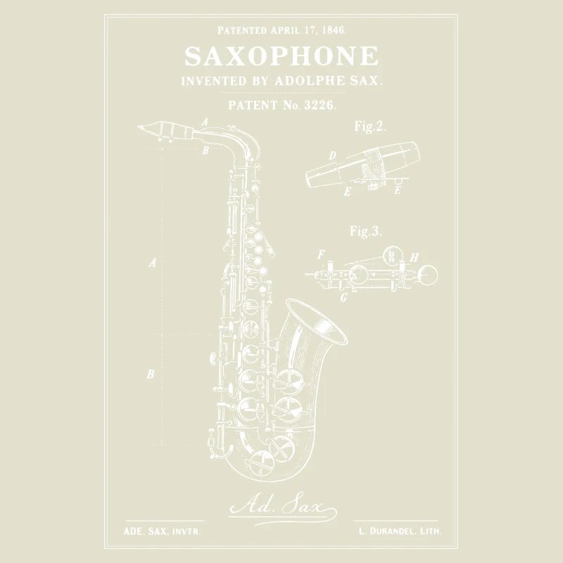 Schéma vintage du plan du saxophone