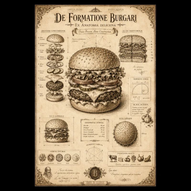 Vintage Burger Blueprint