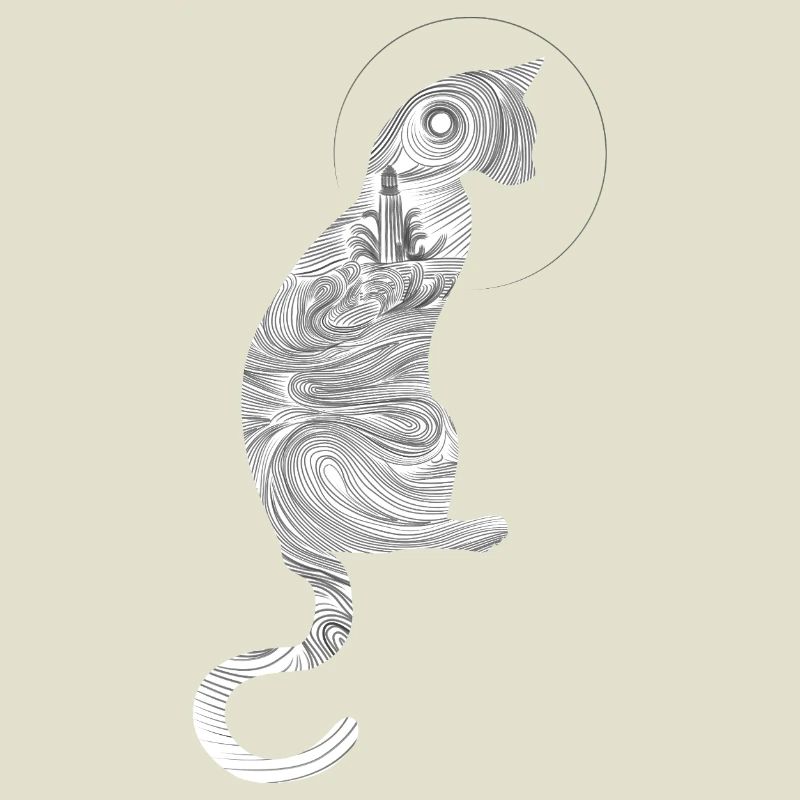 Abstract cat with spiral pattern