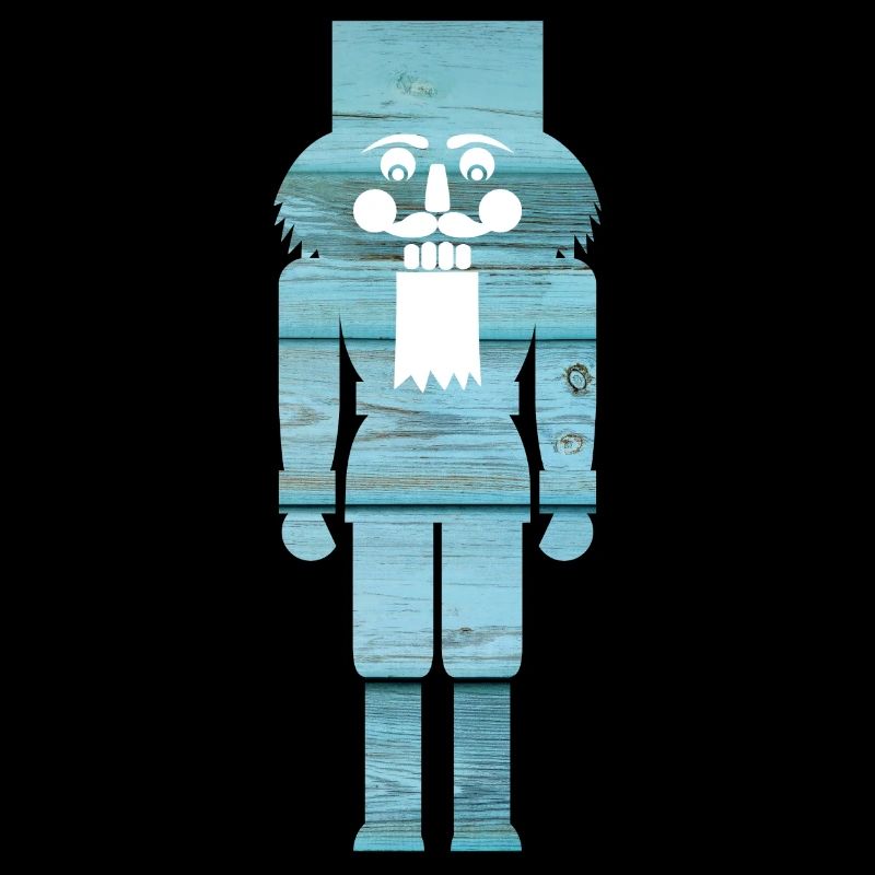 Nutcracker Wood Light Blue Grain Christmas