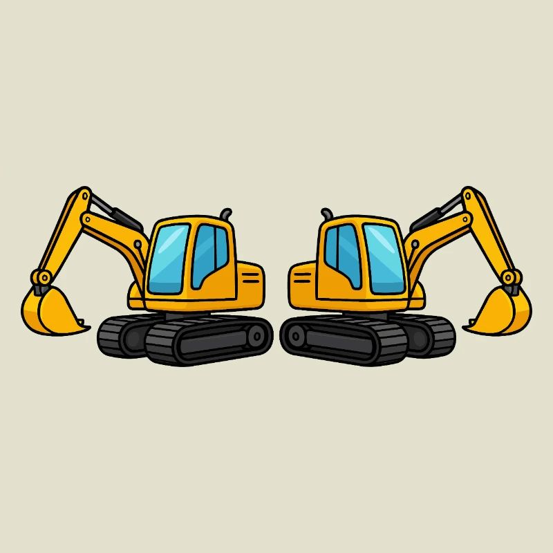 Silhouette de machine de construction double