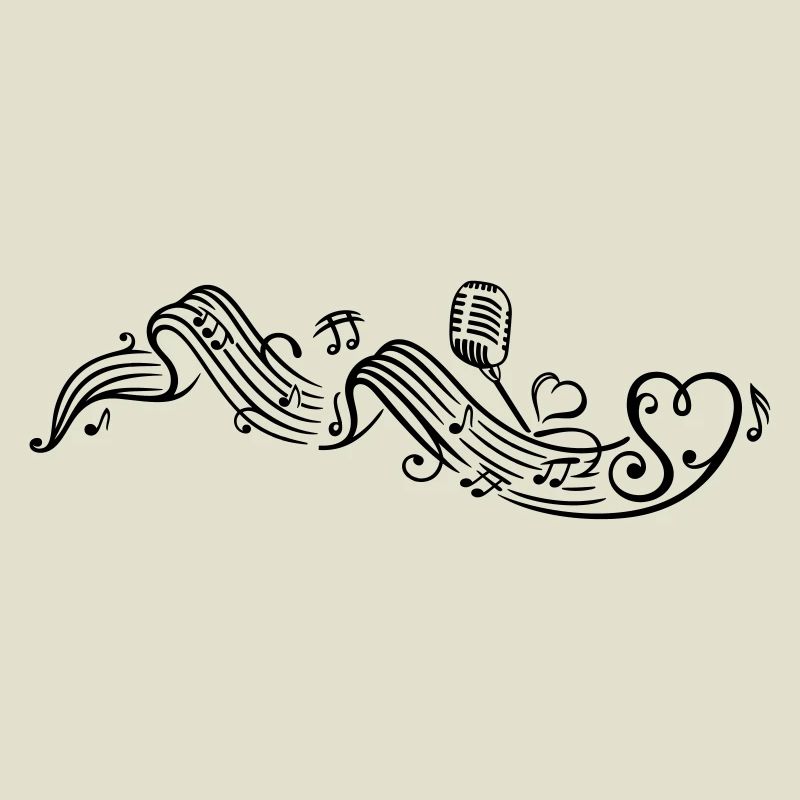 Notenblatt mit microphon, music, notes, clef