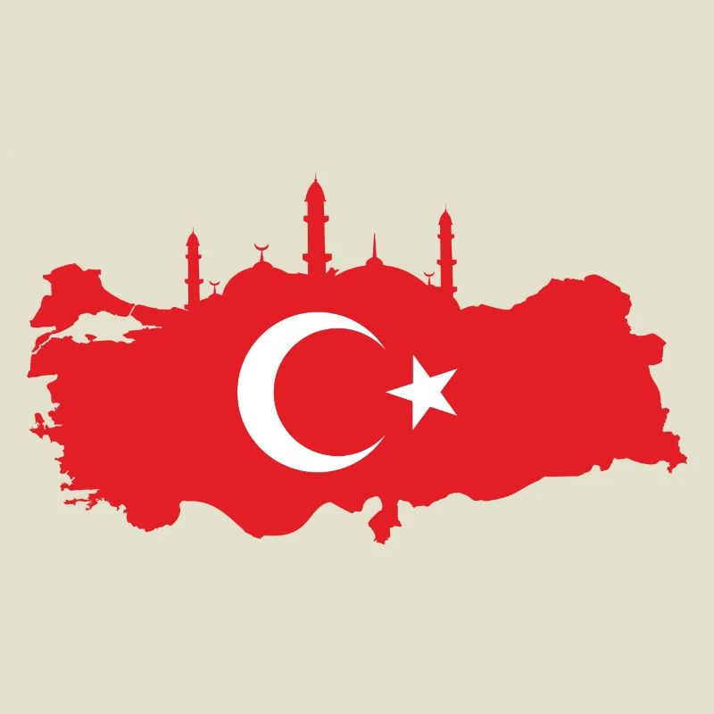 Turkish map with mosque silhouette