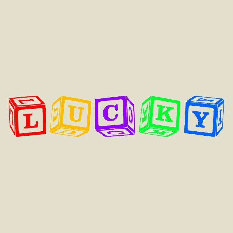 Lucky – Conception colorée de lettres en cube 3D