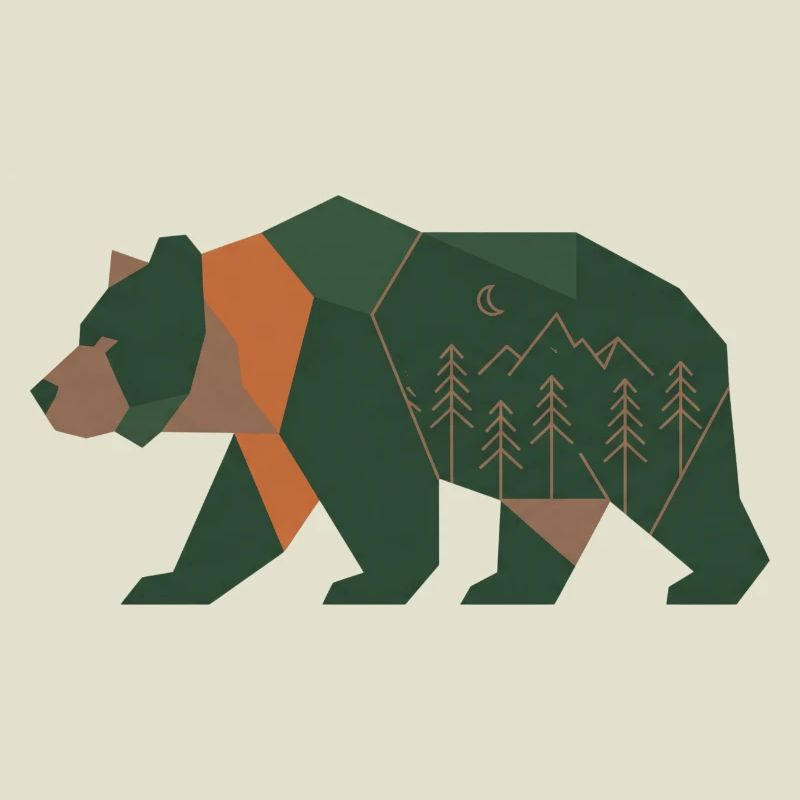 Geometric Forest Bear Moonlight